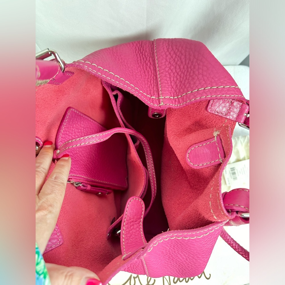 GUC Cole Haan Small Tote Raspberry Raleigh Unit B29527 & Medium Zip Pouch B29544 - Picture 4 of 12